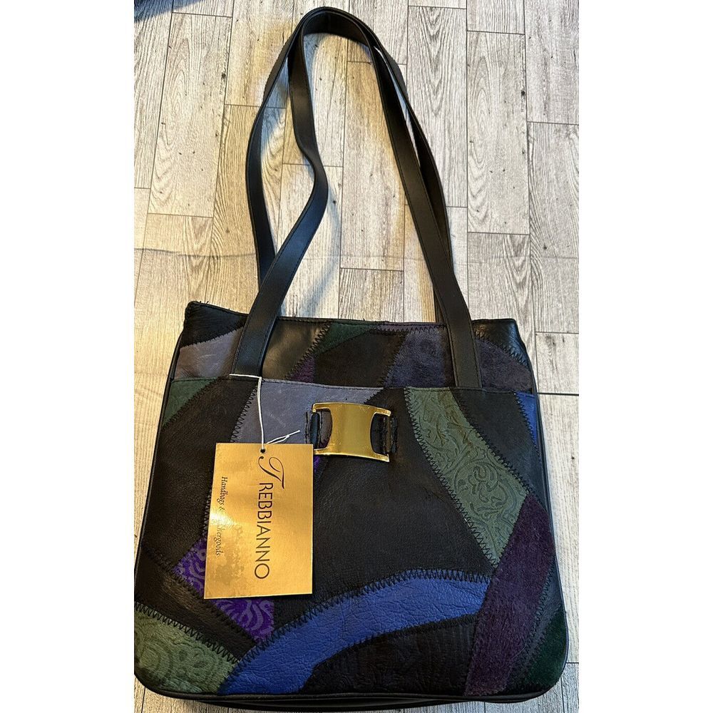 Vintage Trebbianno Women's Leather Patchwork Shoulder Bag ‎ Multicolor